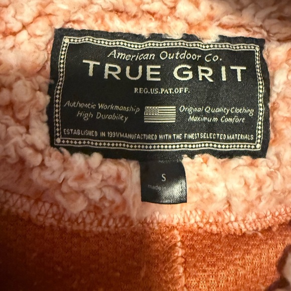 True Grit Orange Teddy Jacket Cozy Sherpa Style - Picture 6 of 7
